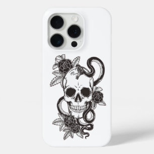 Coque iPhone 15 Pro Style tatouage serpents noirs Imprimer étanche