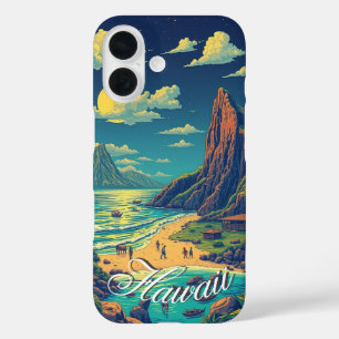 Coque Pour iPhone 16 Style vintage Hawaiian Travel Honolulu Mid-Pacific