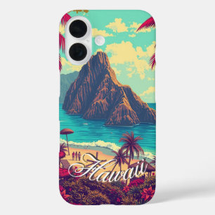 Coque Pour iPhone 16 Style vintage Hawaiian Travel Honolulu Mid-Pacific
