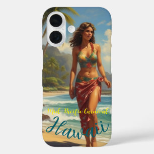 Coque Pour iPhone 16 Style vintage Hawaiian Travel Honolulu Mid-Pacific
