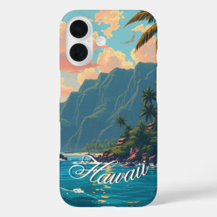 Coque Pour iPhone 16 Style vintage Hawaiian Travel Honolulu Mid-Pacific