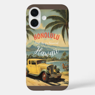 Coque Pour iPhone 16 Style vintage Hawaiian Travel Honolulu Mid-Pacific