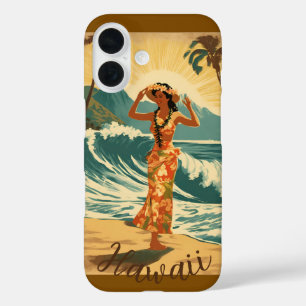 Coque Pour iPhone 16 Style vintage Hawaiian Travel Honolulu Mid-Pacific