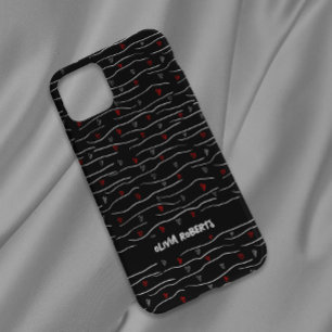 Coque Pour iPhone 14 Style White Chalk Hearts Lignes Motif Personali