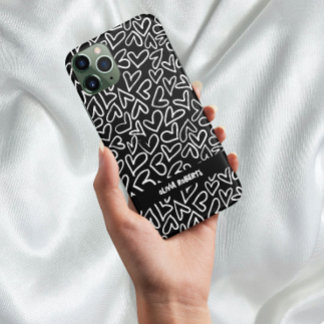 Coque Pour iPhone 14 Style White Chalk Hearts Motif Personnalisé