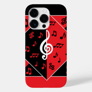 Coque Pour iPhone 14 Pro Stylish Art déco Music Notes Red White