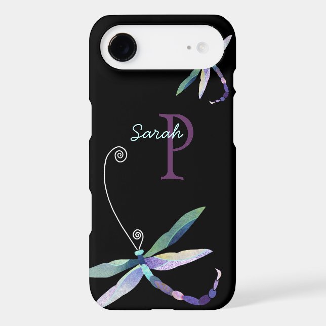 Coques Case-Mate iPhone Stylish Dragonfly Black Monogramme (Verso)