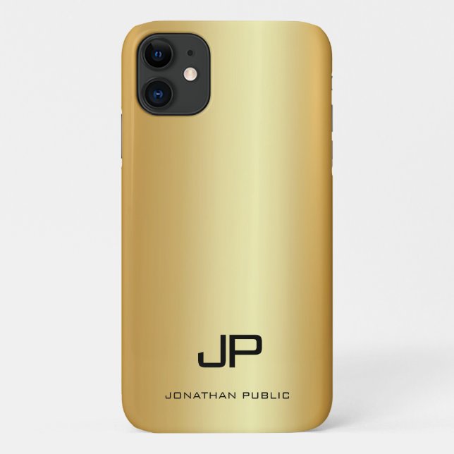 Coques Case-Mate iPhone Stylish Gold Modern Monogramme Nom Modèle (Dos)