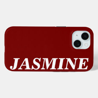 COQUE POUR iPhone 15 STYLISH MODERN CUSTOM NAME SOLID CHERRY RED COLOUR