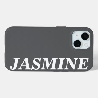 COQUE POUR iPhone 15 STYLISH MODERN CUSTOM NAME SOLID DARK GREY COLOUR