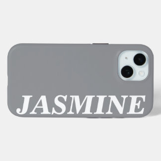 COQUE POUR iPhone 15 STYLISH MODERN CUSTOM NAME SOLID DARK GREY COLOUR
