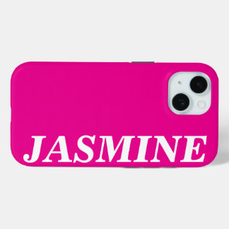 COQUE POUR iPhone 15 STYLISH MODERN CUSTOM NAME SOLID HOT PINK COLOUR