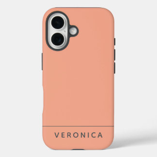 Coque Pour iPhone 16 Stylish Peach Personalized Name 