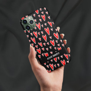 Coque Pour iPhone 14 Stylish Red Hearts Valentine's Day Personnalisé