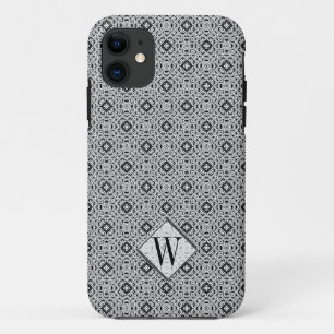 Coques Pour iPhone Stylish Silver Monogram Custom Phone Cases