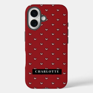 Coque Pour iPhone 16 Styliste Joli coeur rouge Motif Monogramme