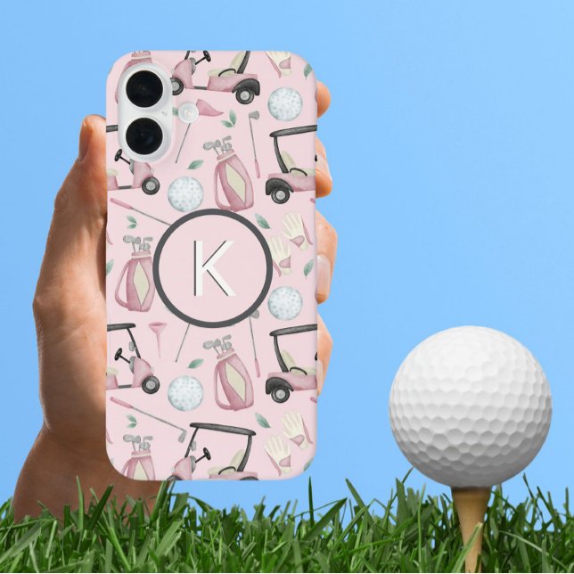 Coques Case-Mate iPhone Stylo Rose Feminine Golf Design Personnalisé Monog (Créateur téléchargé)