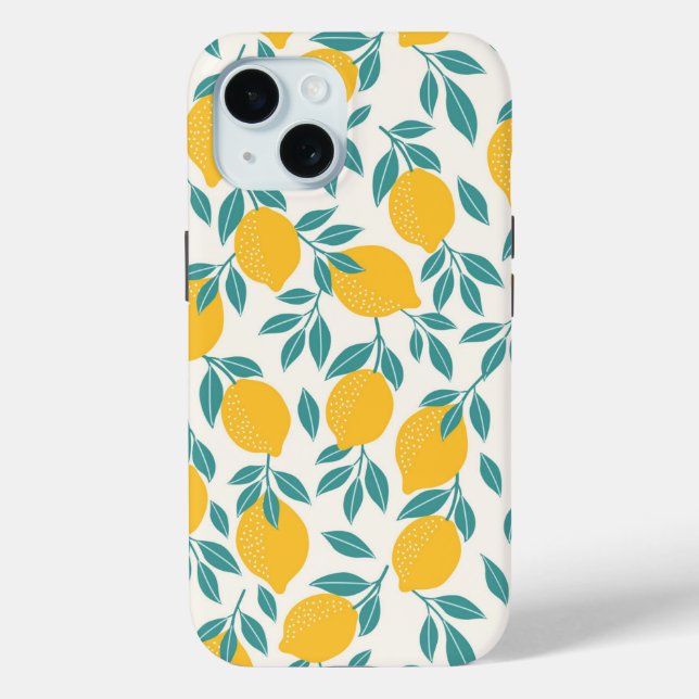 Coques Case-Mate iPhone Sucré Branches de citron Motif (Verso)