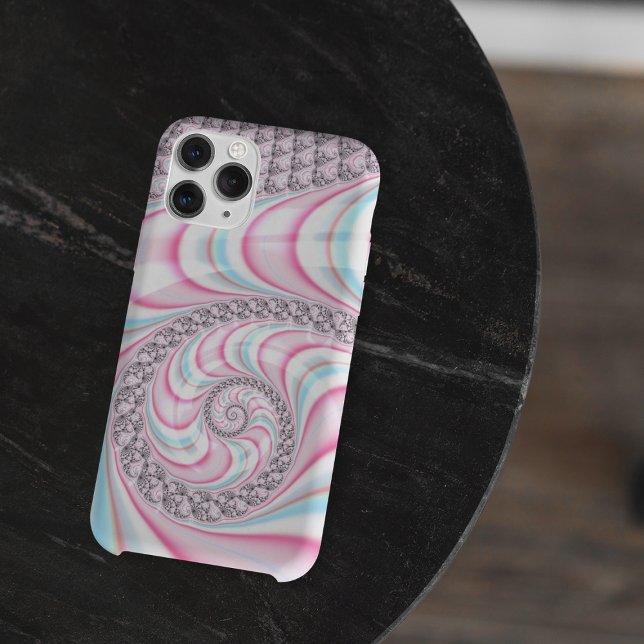Coques Case-Mate iPhone Sucre de canne bleu rose pastel Spiral Fractal (Créateur téléchargé)