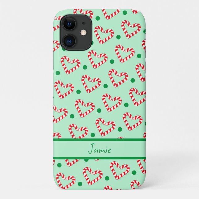 Coques Case-Mate iPhone Sucre de canne de coeur de Noël moderne (Dos)