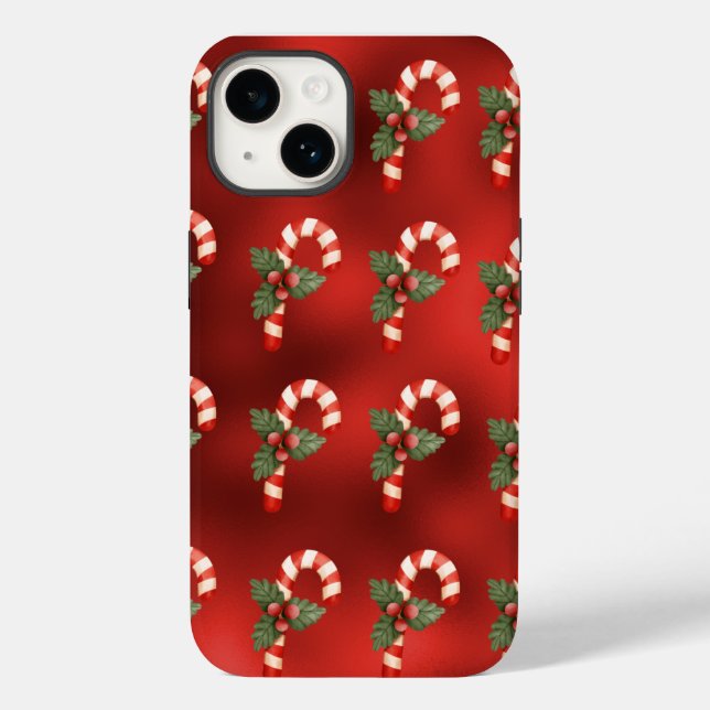 Coques Case-Mate iPhone Sucre de canne Rouge Métallurgique Vacances Cute (Verso)