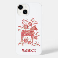 Suédois Dala Horse Rouge & Blanc Personnalisé