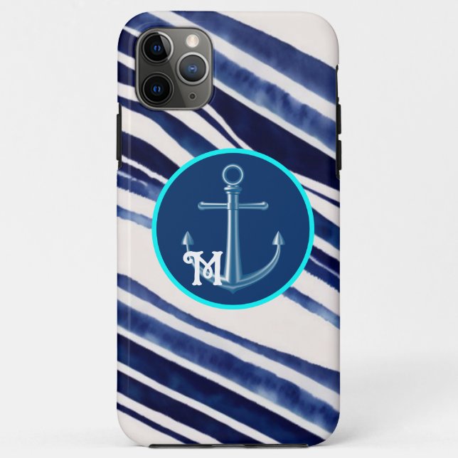 Coques Case-Mate iPhone Summer Navy Blue Boat Populaire Stripes Collection (Dos)