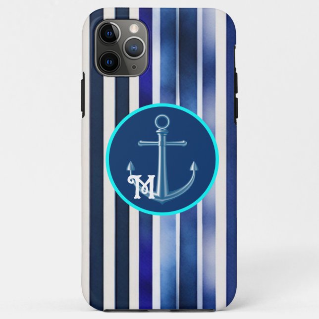 Coques Case-Mate iPhone Summer Popular Navy Blue Boat Stripes Collection (Dos)