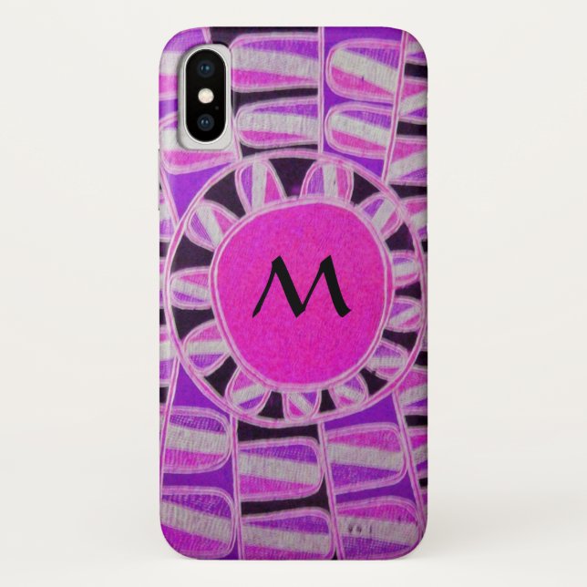 Coques Case-Mate iPhone SUN SOLAIRE ÉNERGIE MONOGRAM rose violet noir (Dos)