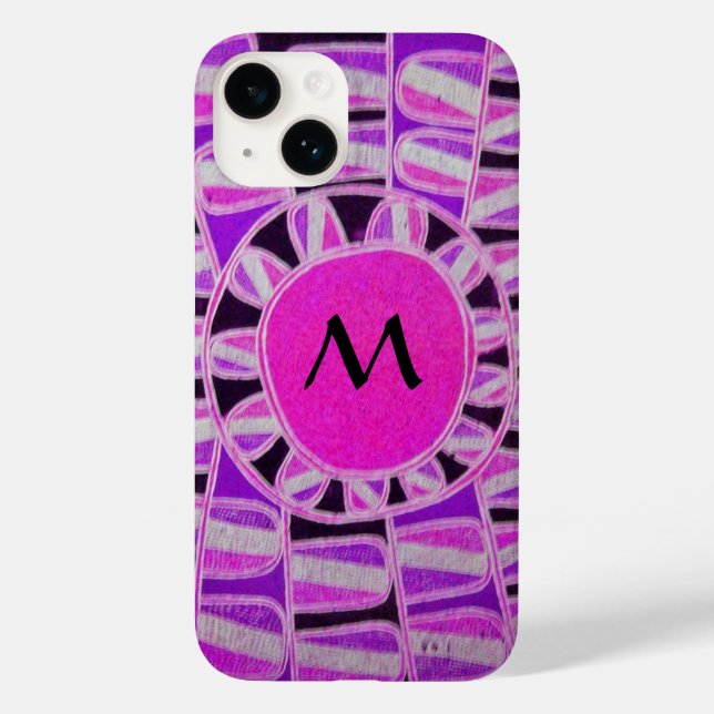 Coques Case-Mate iPhone SUN SOLAIRE ÉNERGIE MONOGRAM rose violet noir (Verso)
