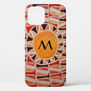 Coques Pour iPhone SUN SOLAIRE ÉNERGIE MONOGRAMME jaune orange rouge