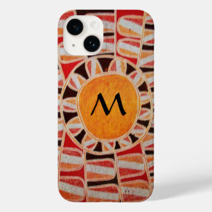 Coques Pour iPhone SUN SOLAIRE ÉNERGIE MONOGRAMME jaune orange rouge