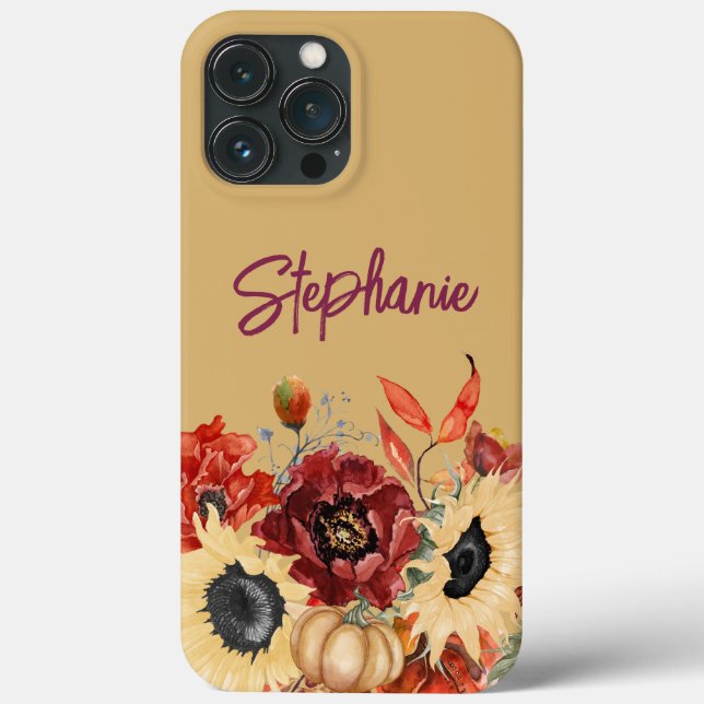 Coques Case-Mate iPhone Sunflowers Citrouille Bourgogne Chute Nom floral (Verso)