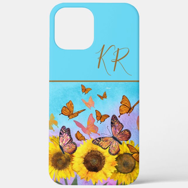 Coques Case-Mate iPhone Sunflowers Papillons Motif Initiales monogrammes (Verso)