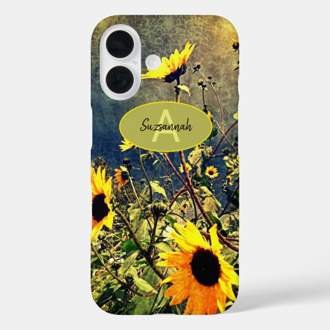 Coques Case-Mate iPhone Sunflowers Stormy Nuages Personnalisé Monogramme N (Verso)