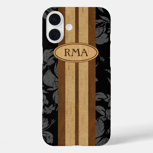 Coques Case-Mate iPhone Sunset Beach Faux Wood Surf board Hawaiian Monogra (Verso)