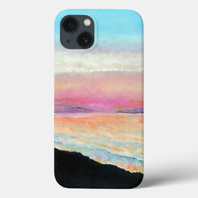 Coques Case-Mate iPhone Sunset Beach Pink Art (Verso)