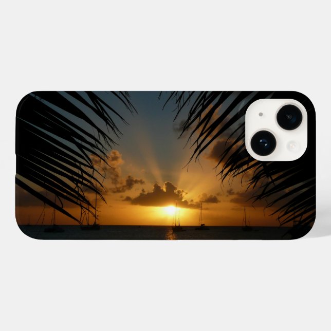 Coques Case-Mate iPhone Sunset Through Palm Fronds (Verso (horizontal))