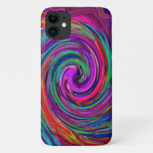 Case-Mate iPhone Case Super Abstrait Retro Magenta Dark Rainbow Swirl