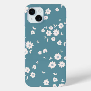 Coque iPhone 15 Mini Super Boho Blue Flowers motifs floraux