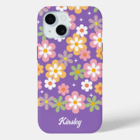 Super Hippie Daisy Motif avec nom Purple
