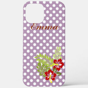 Coque iPhone 12 Pro Max Super mignon et girly motif à pois monogramme