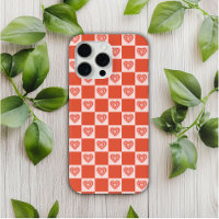 Super Retro Romantique Amour Coeur rouge Checkerbo