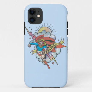 Coque iPhone 11 Supergirl volant éclair tatouage