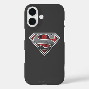 Coques iPhone 16 Superman S-Shield Logo de Grey et Red City