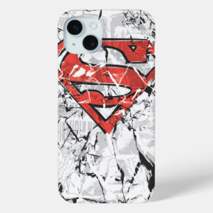 Coque iPhone 15 Mini Superman Stylisé   Logo comique découpé
