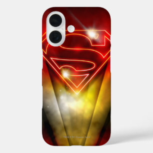 Coques iPhone 16 Superman Stylisé   Logo de l'Outline Rouge brillan