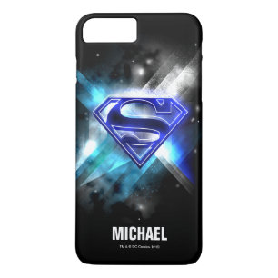 Coque iPhone 7 Plus Superman Stylisé  Logo en cristal bleu blanc  Nom
