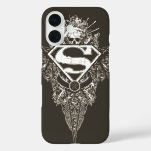 Coque Pour iPhone 16 Superman Stylisé Logo étoile et crâne