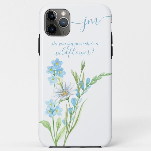 Coques Case-Mate iPhone Supposez-vous qu'elle soit un Monogramme bleu Fleu (Dos)